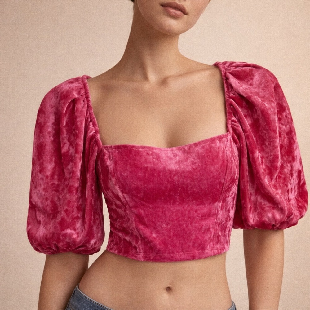 Kendall & Kylie hot pink Velvet Blouse